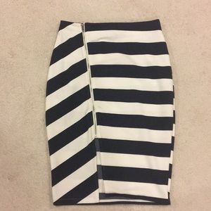 Navy and white stripped pencil skirt